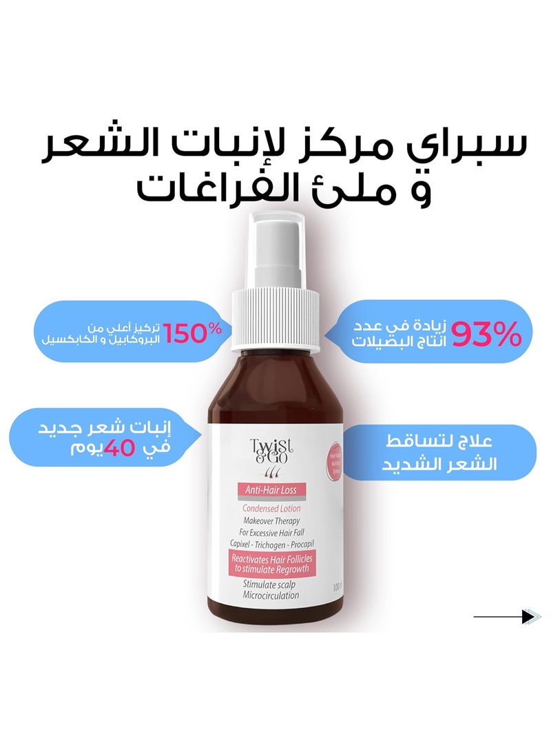  تويست اند جو  لوشن Twist & Go المكثف لمكافحة تساقط الشعر، علاج تساقط الشعر وتنشيط فروة الرأس، يساعد على تقوية بصيلات الشعر وتحفيز نموه، مناسب للاستخدام اليومي لجميع أنواع الشعر - 100 مل - Image 2